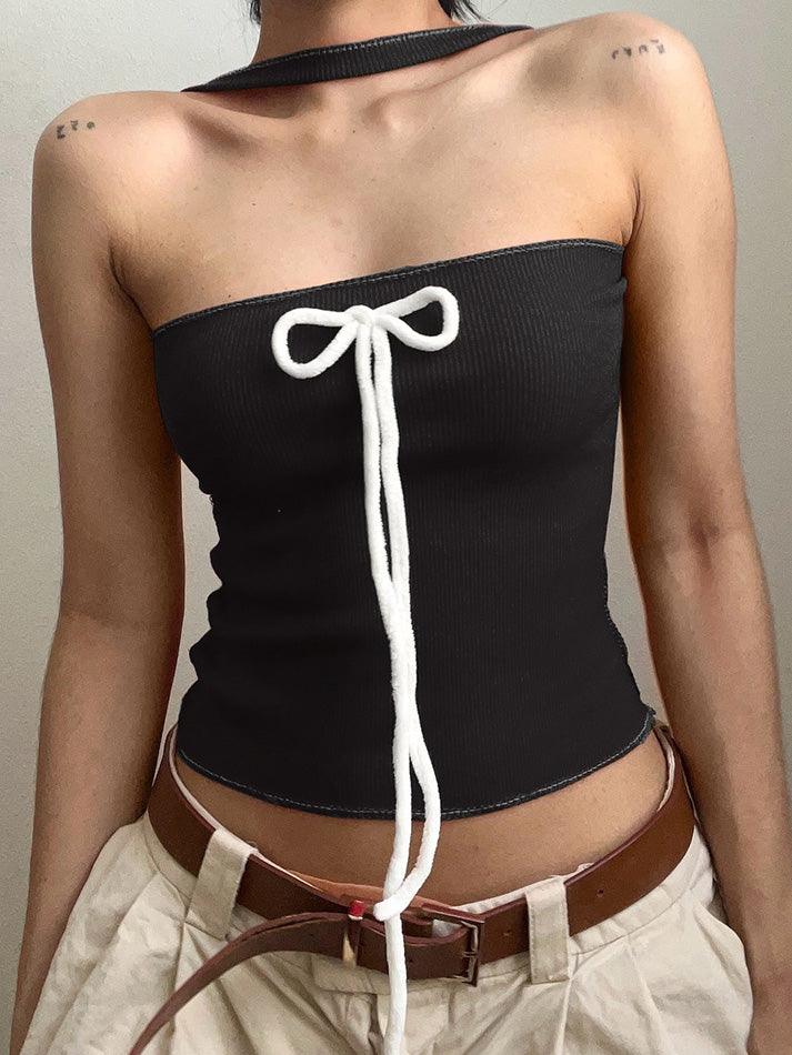 Contrast Bow Bandeau Top