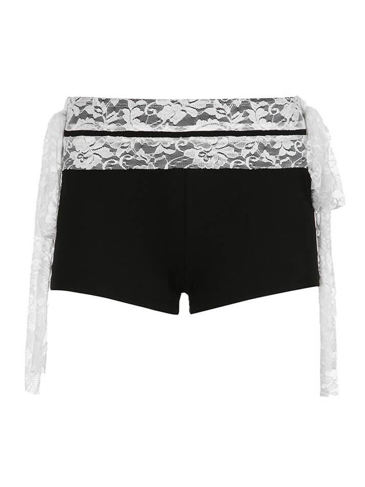 Lace High Waist Stretch Double Side Tie Casual Shorts - AnotherChill