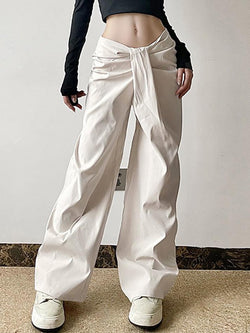 Asymmetrical Cross Waist Cargo Pants