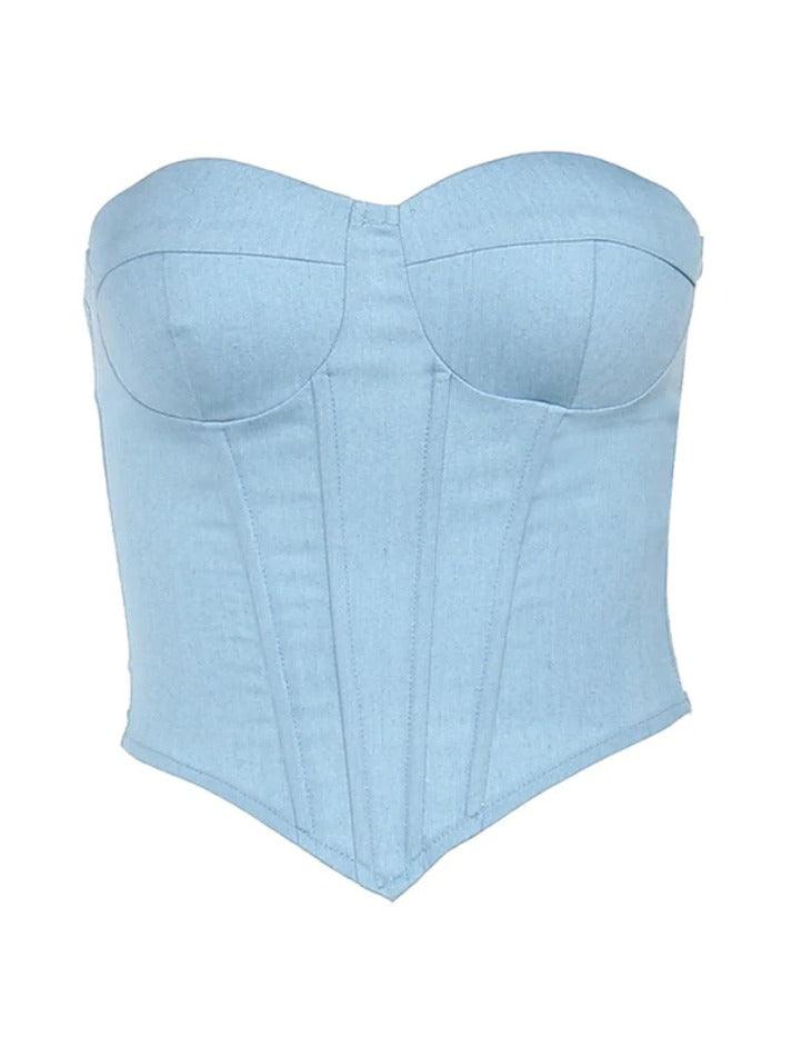 Solid Sweetheart Neck Corset Bandeau Top - AnotherChill