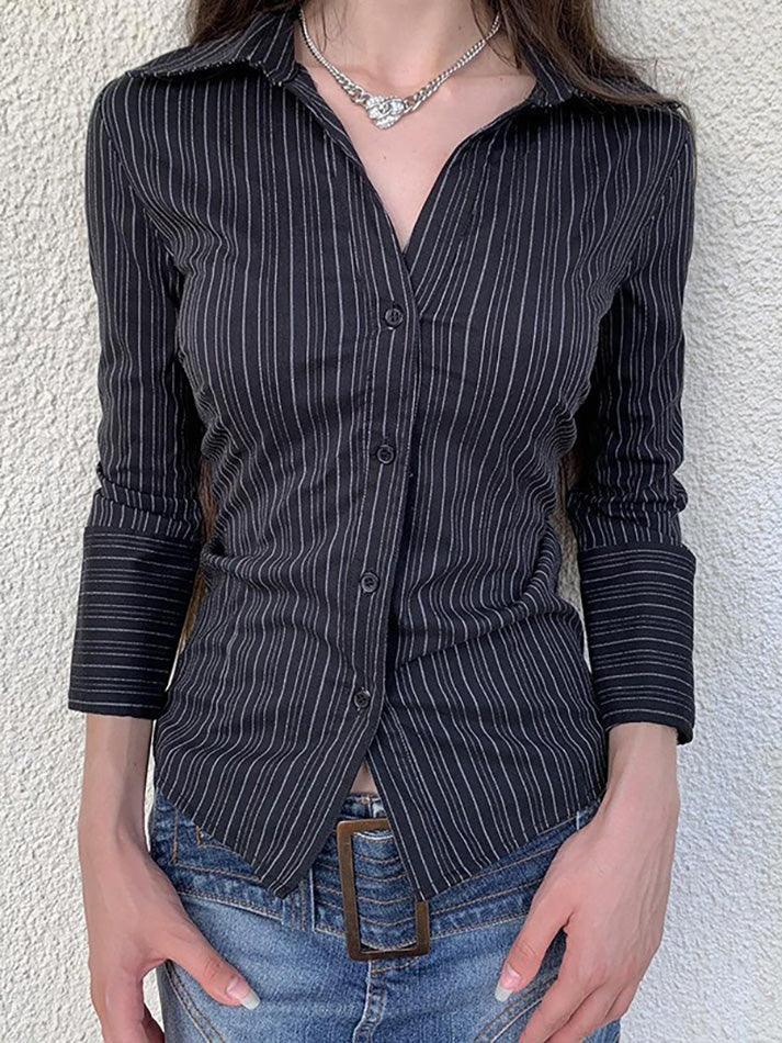 Striped Button-Up Long Sleeve Shirt