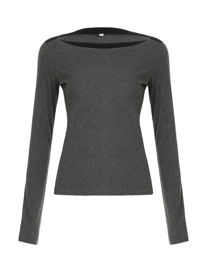 Contrast Fitted Long Sleeve Top