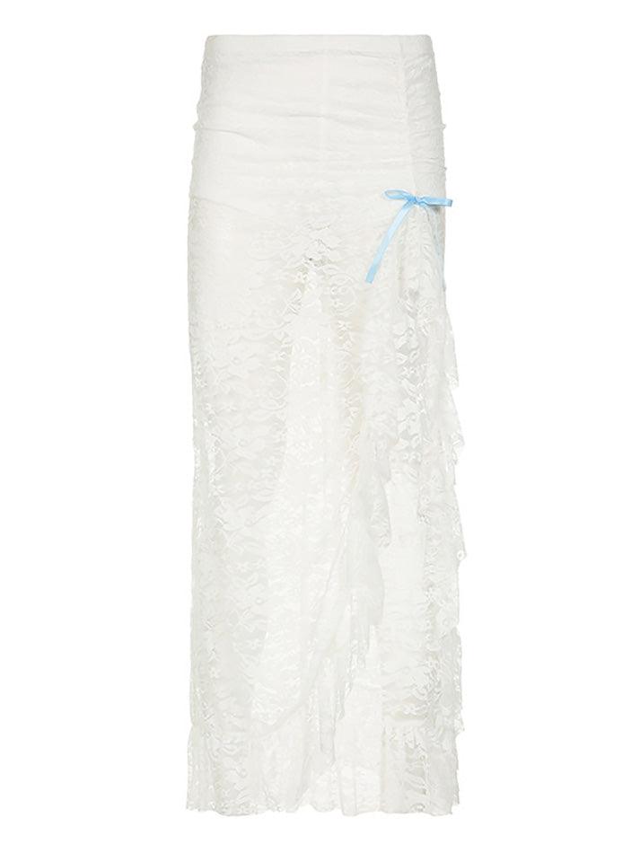 See Through Lace Midi Skirt - AnotherChill