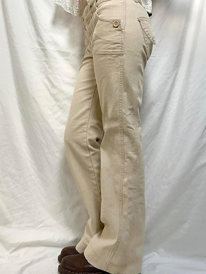 Double-Button Low-Rise Straight-Leg Pants