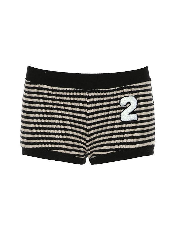 Contrast Striped Low-Rise Knit Shorts