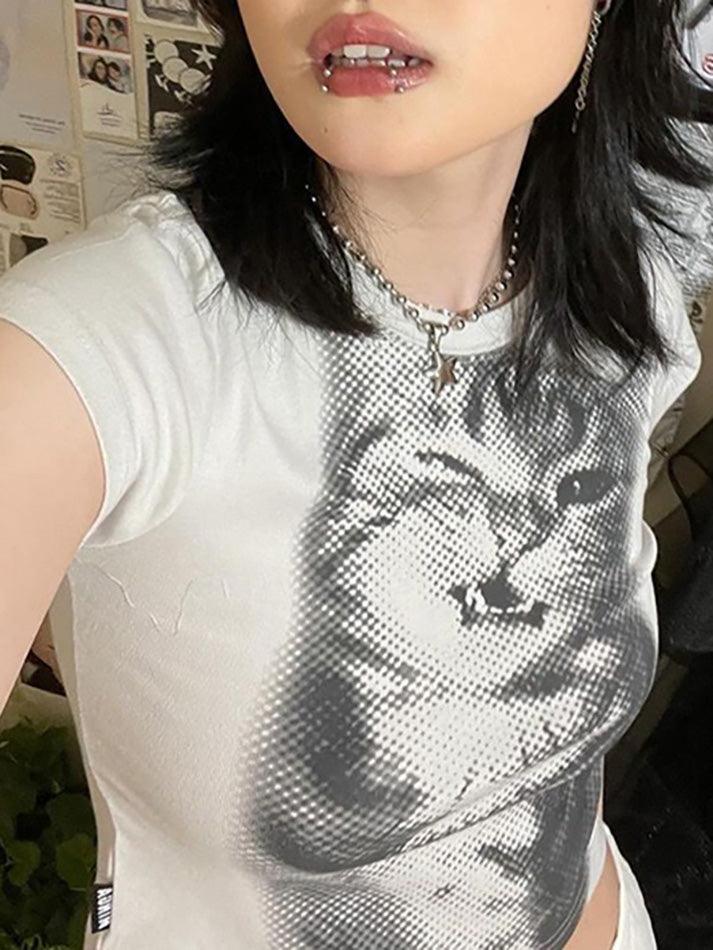 Cat Print Short Sleeve Tee