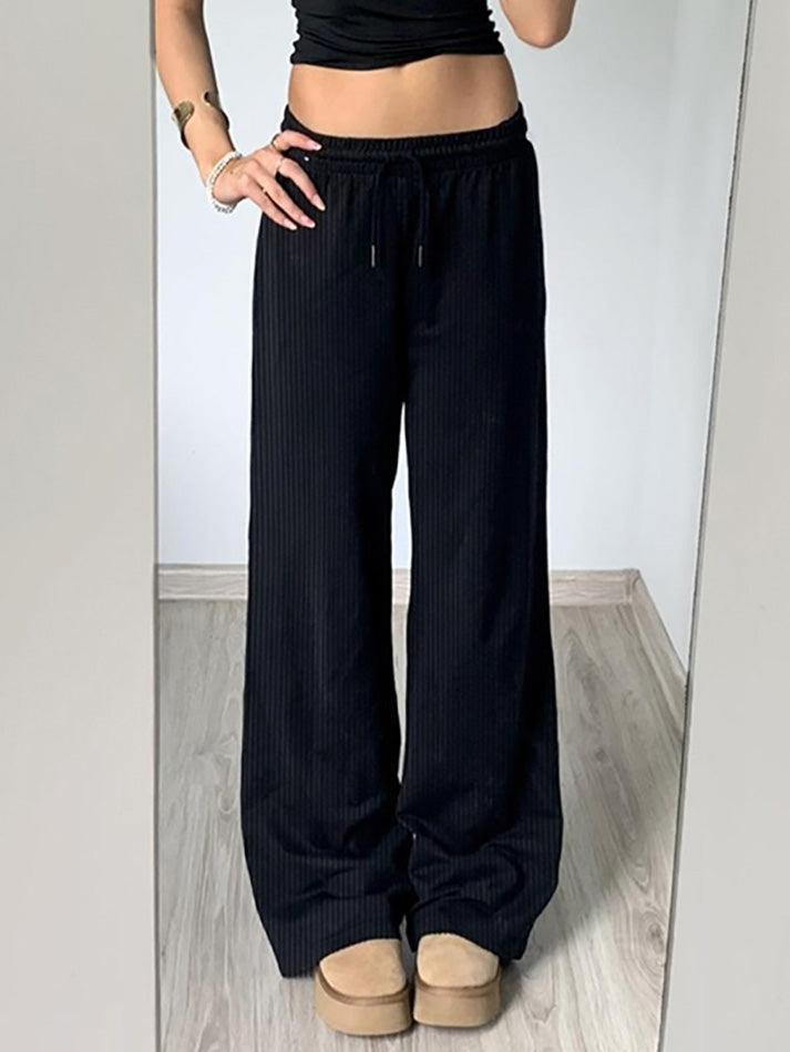 Drawstring Tie Fleece Loose Casual Pants