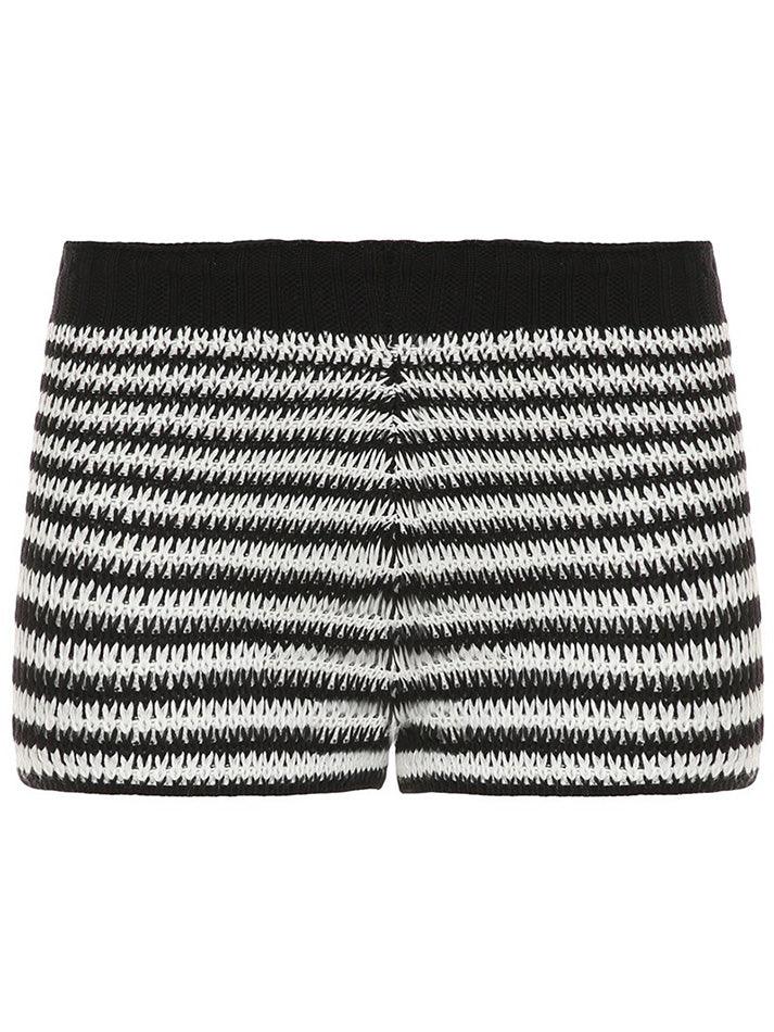 Contrast Striped Low-Rise Knit Shorts