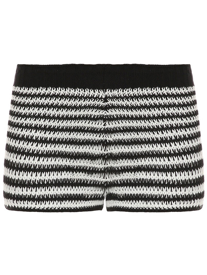 Contrast Striped Low-Rise Knit Shorts