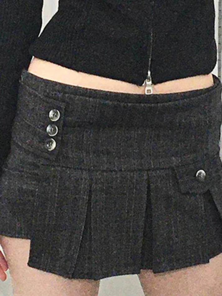 Irregular Hem Slimming Multiple Buttons Mini Skirt - AnotherChill