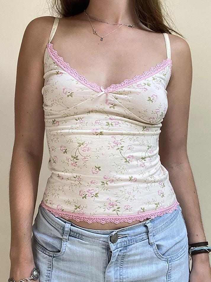 Floral Lace Edge Patchwork Camisole Top - AnotherChill