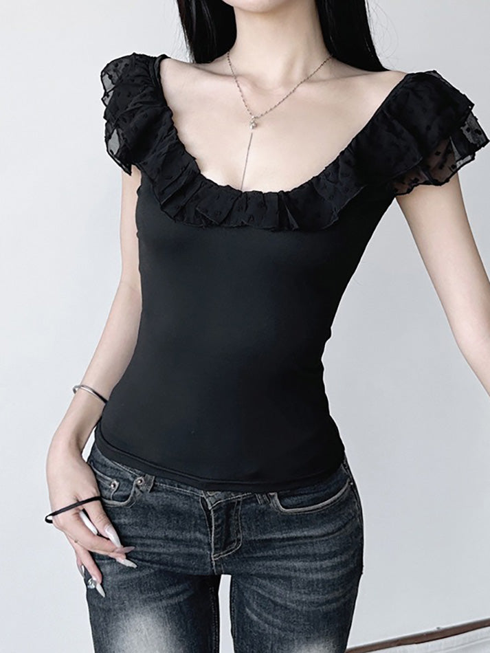 Ruffle V-Neck Flutter Sleeve Tank Top