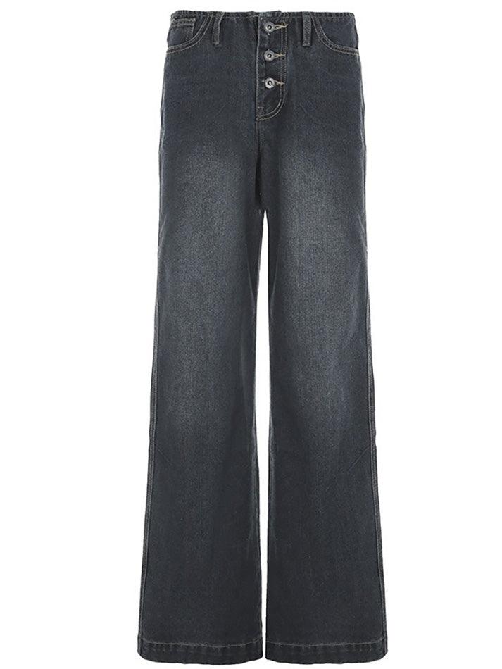 Vintage Washed Casual Wide Leg Jeans