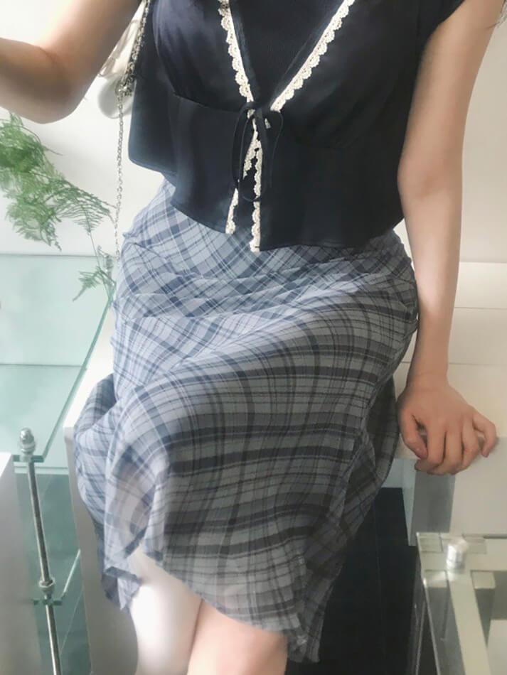 High Waist Bow Accent Plaid Mesh Midi Skirt - AnotherChill