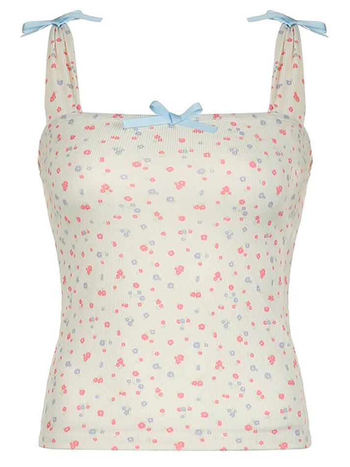 Bow Tie Floral Cami Tank Top - AnotherChill