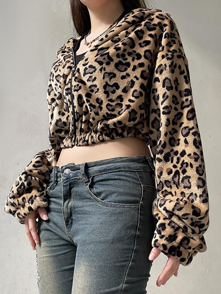 Leopard Print Fleece Hoodie