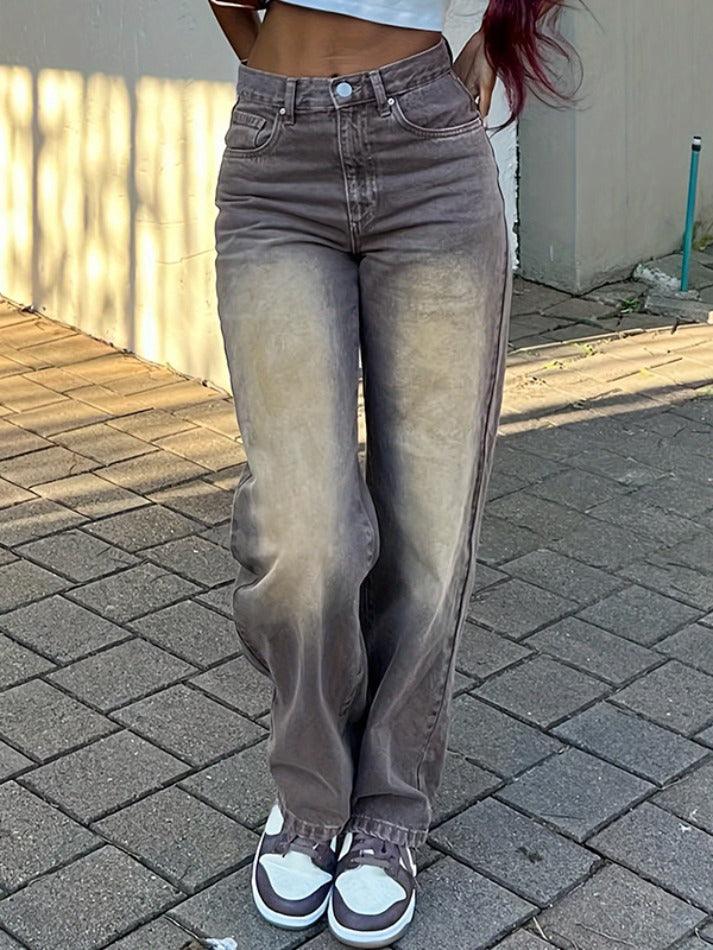 Slim High Waist Washed Boyfriend Jeans