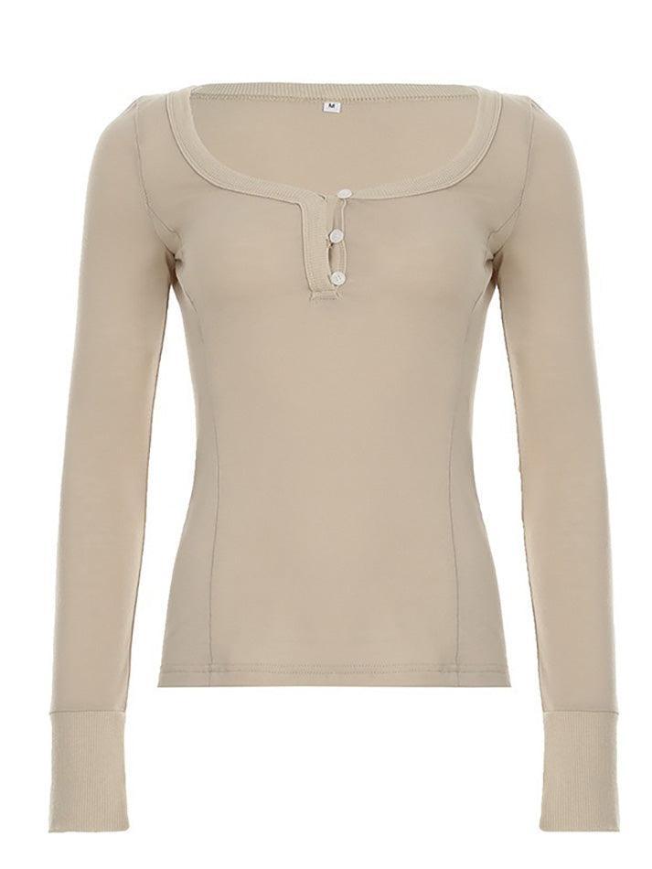 Half-Button Long Sleeve Top