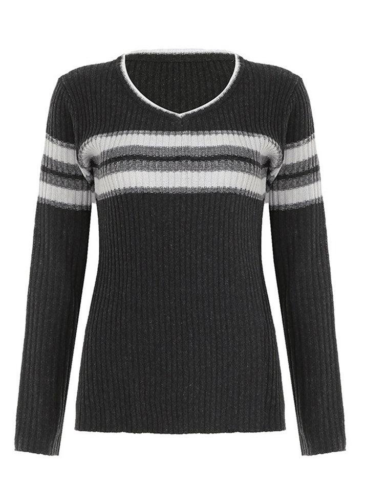 Vintage V-Neck Striped Sweater