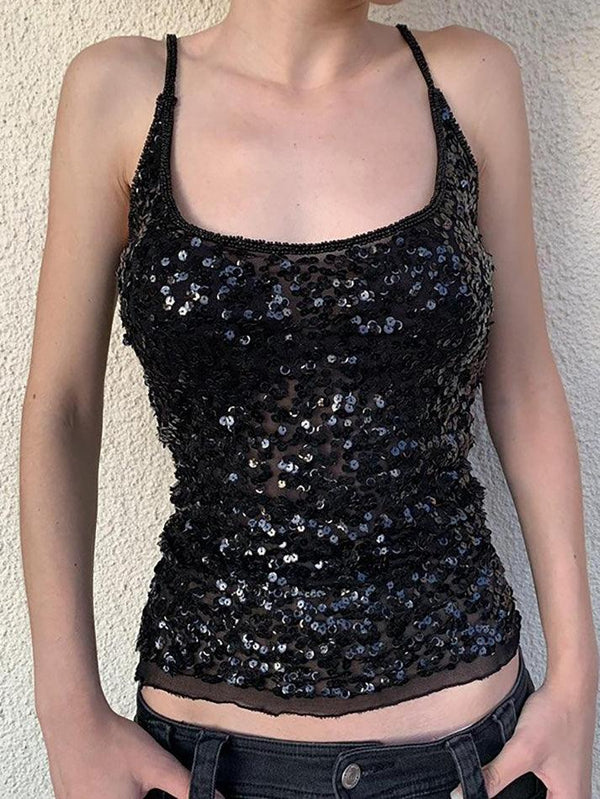 Sequin Mesh Cami Top