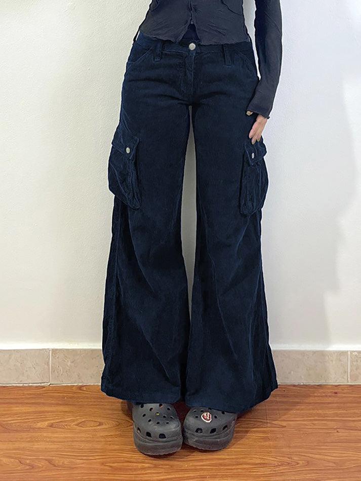 Multi Pocket Loose Corduroy Cargo Pants