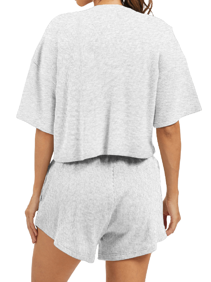 Cropped Waffle Knit Lounge Set