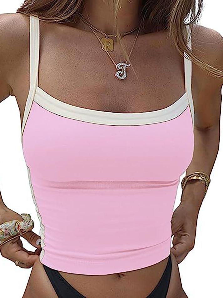 Contrast Trim Vintage Crop Cami Top - AnotherChill