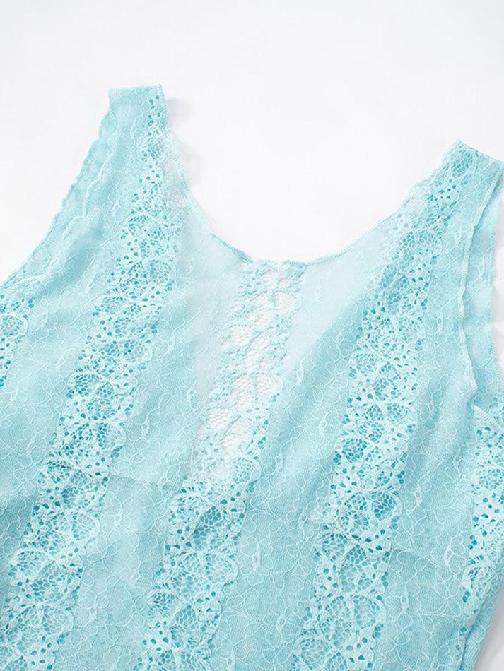 Lace Hollow-Out Deep V-Neck Tank Top