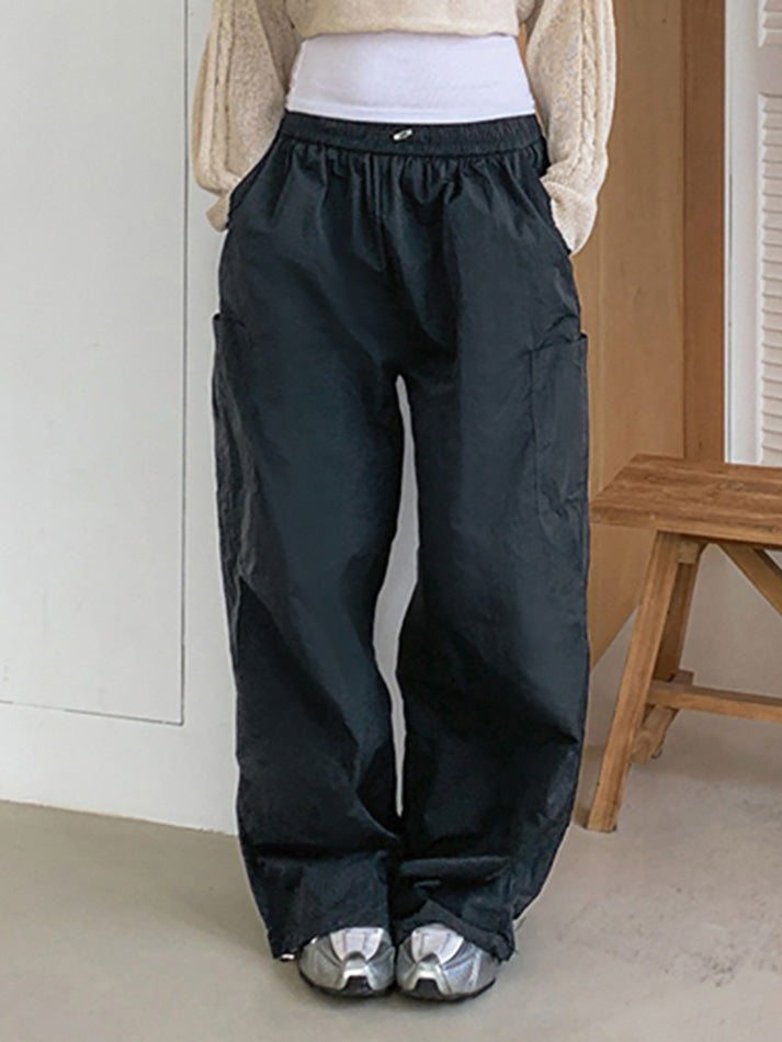 Drawstring Loose Low-Rise Multi-Pocket Cargo Pants