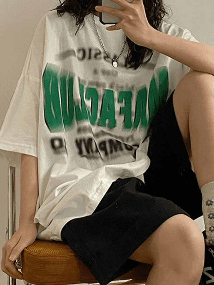 Blurred Letter Graphic Tee - AnotherChill