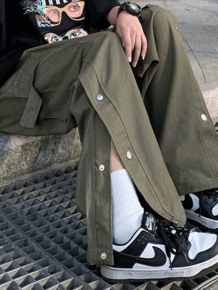 Buttoned Pocket Patch Cargo Pants - AnotherChill