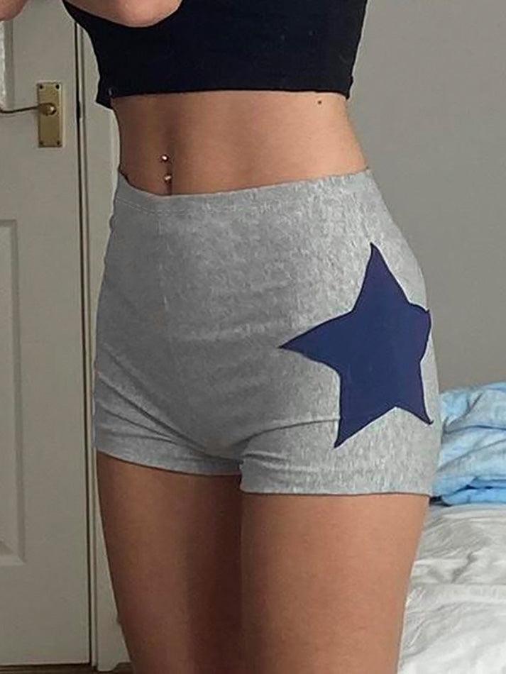 Contrast Star Patch High-Waist Shorts - AnotherChill