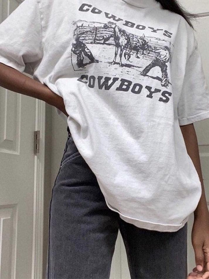 Cowboy Letter Print Tee - AnotherChill