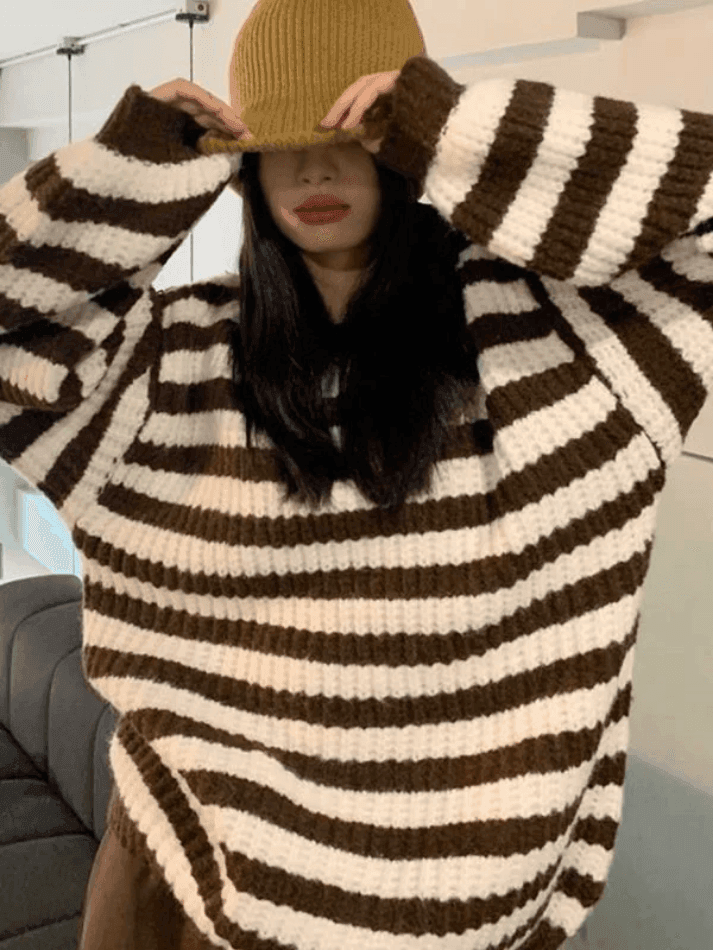 Cozy Striped Pullover Sweater - AnotherChill