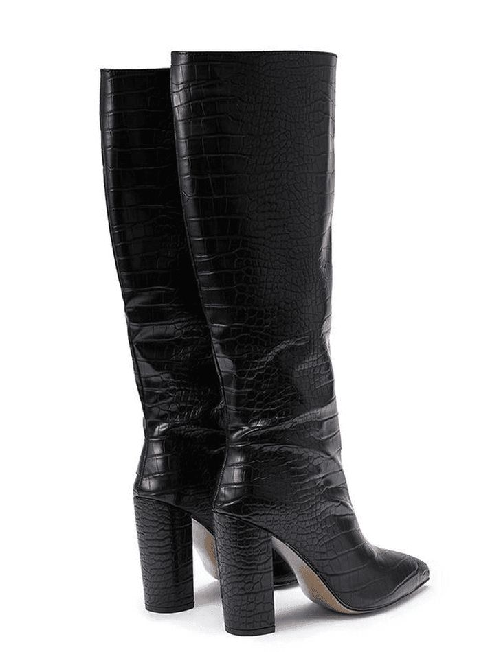 Croc Embossed Chunky Heeled Boots AnotherChill