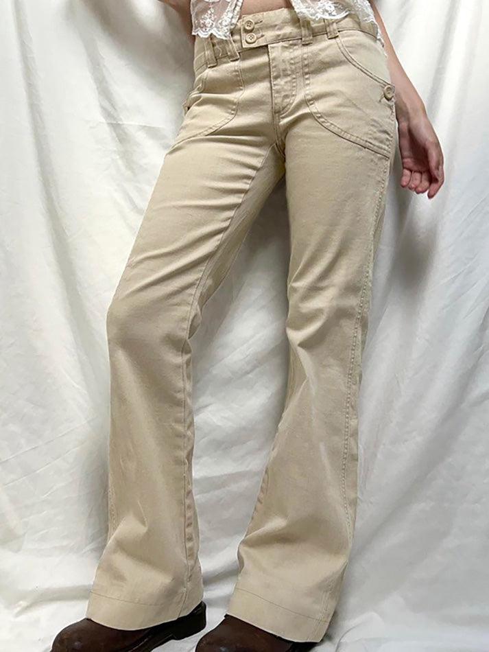 Double-Button Low-Rise Straight-Leg Pants