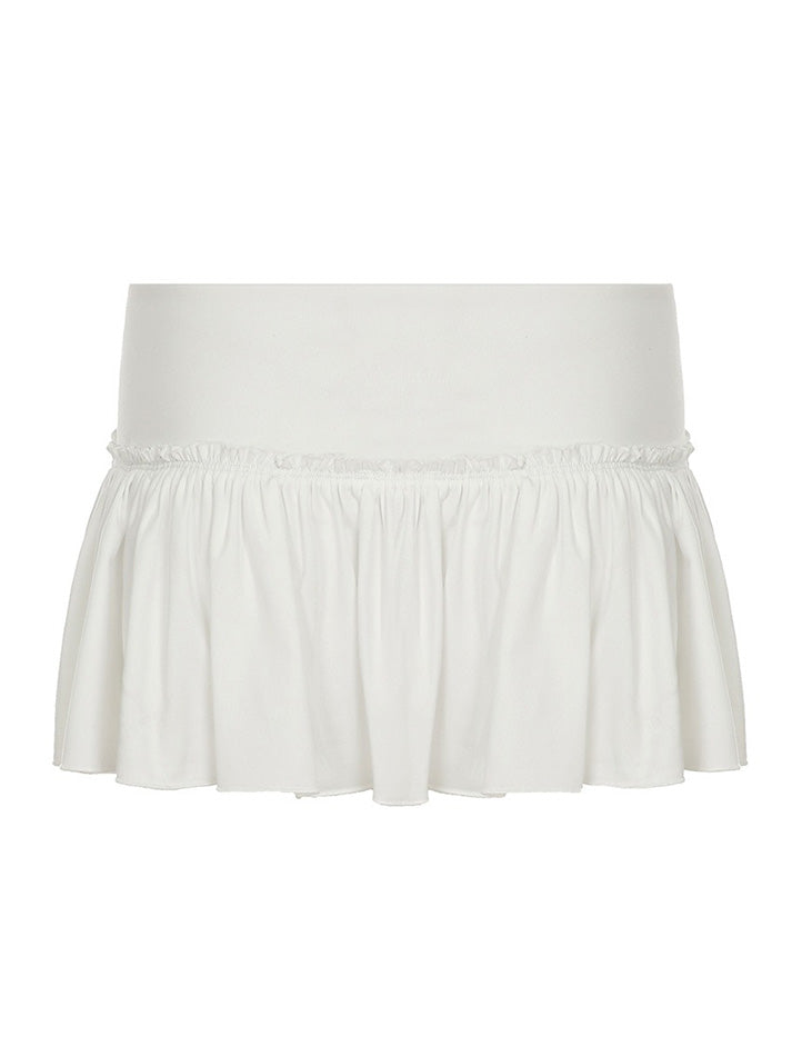 Fold-over Ruched Tie Mini Skirt