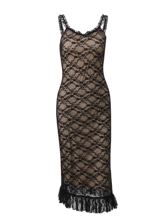 Lace Patchwork Cami Midi Dress - AnotherChill