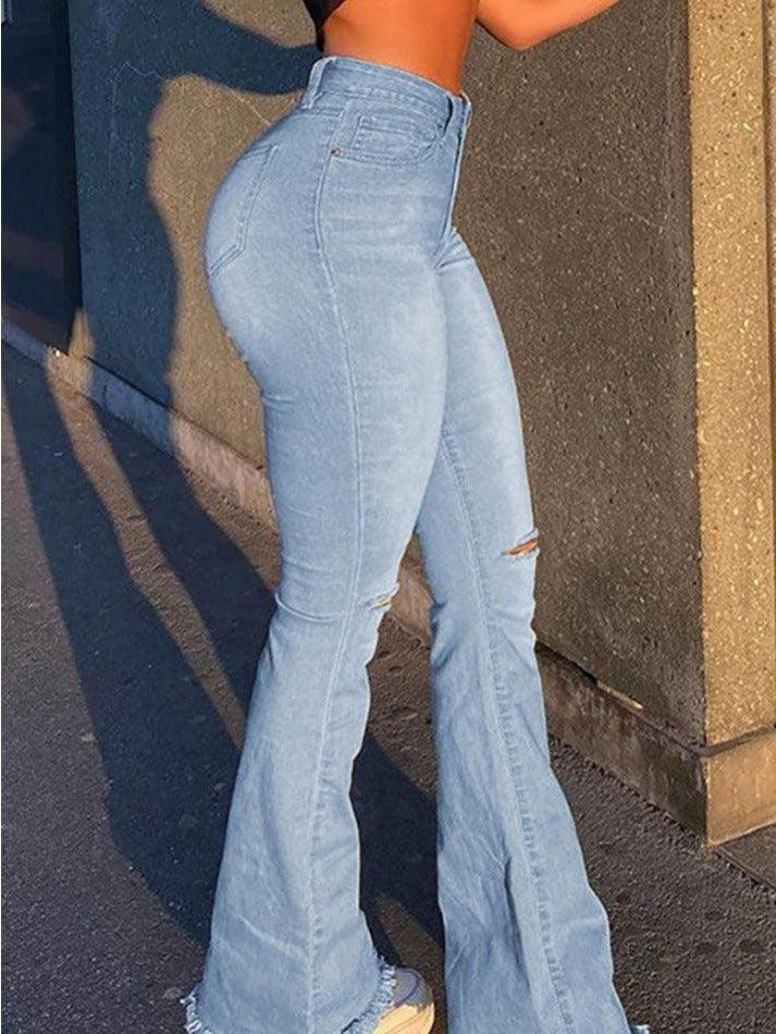 Distressed High Waist Ripped Jeans - AnotherChill