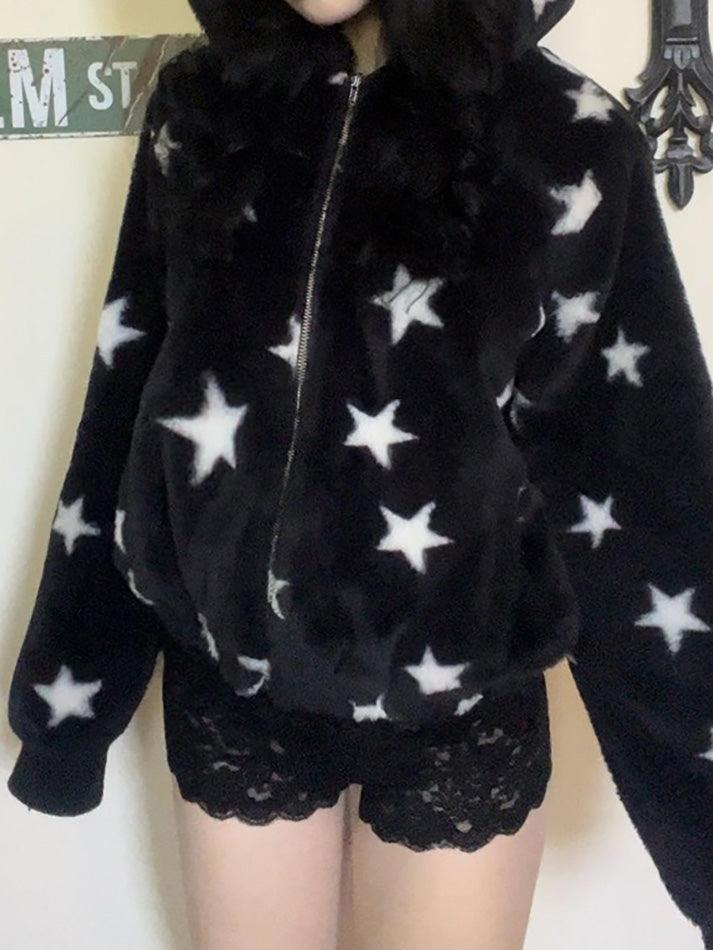 Y2K Vintage Star Zip Up Hoodie