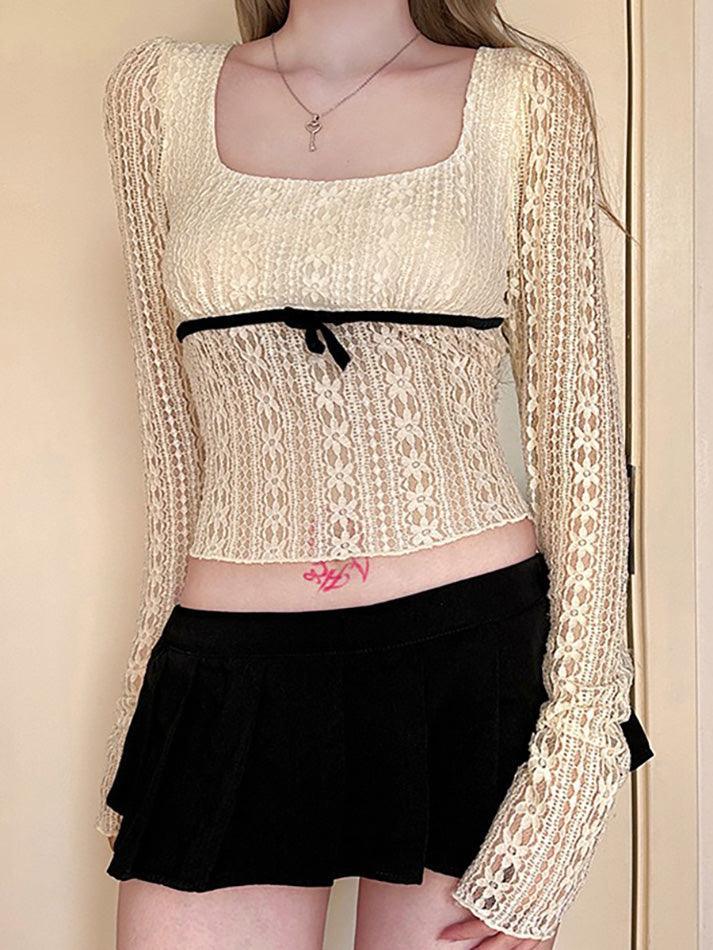 Lace Bow Long Sleeve Tee