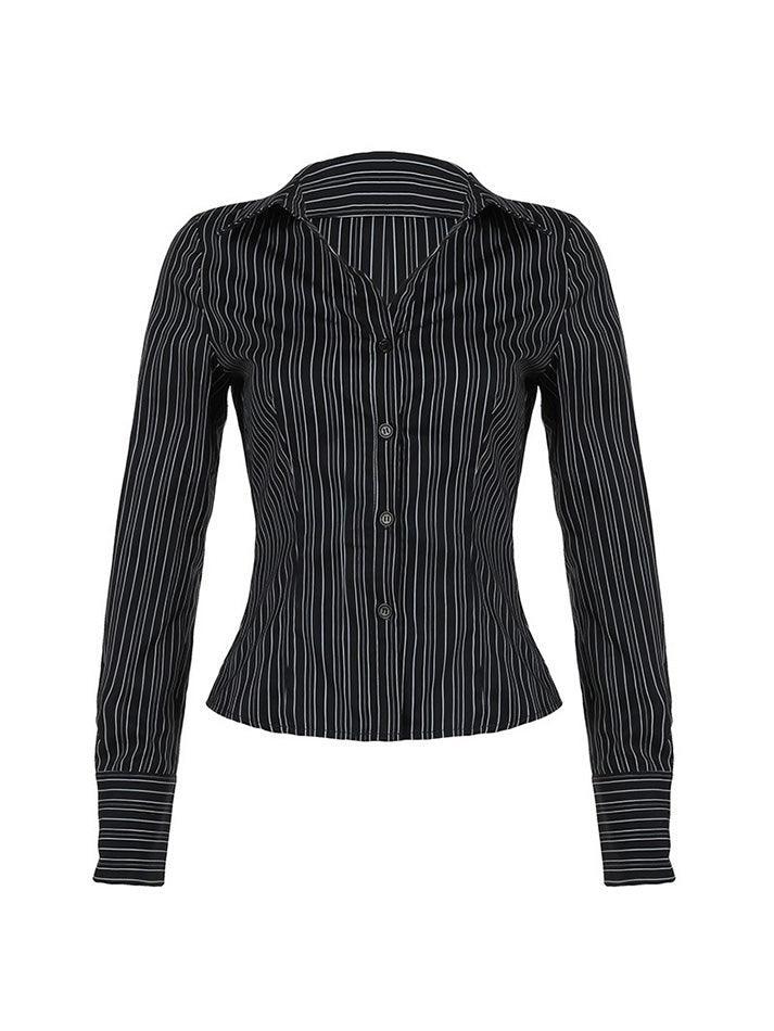 Striped Button-Up Long Sleeve Shirt