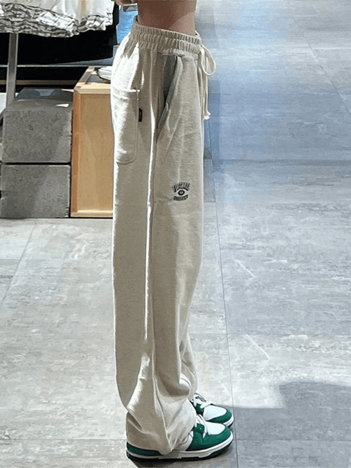 Embroidered Straight Leg Casual Sweatpants - AnotherChill