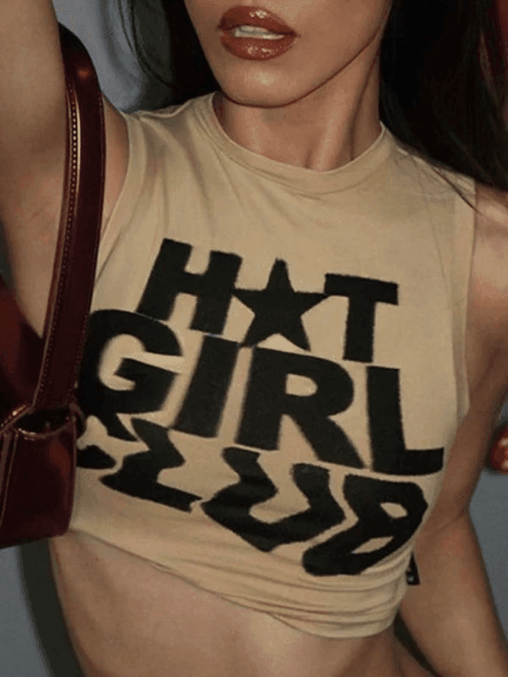 Girl Club Printed Cropped Tank Top - AnotherChill