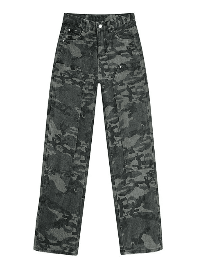 Green Camo Washed Cargo Jeans - AnotherChill