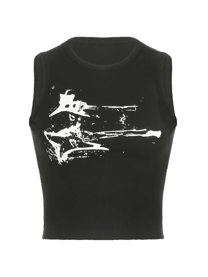 Guitar Ribbed Cropped Tank Top - AnotherChill