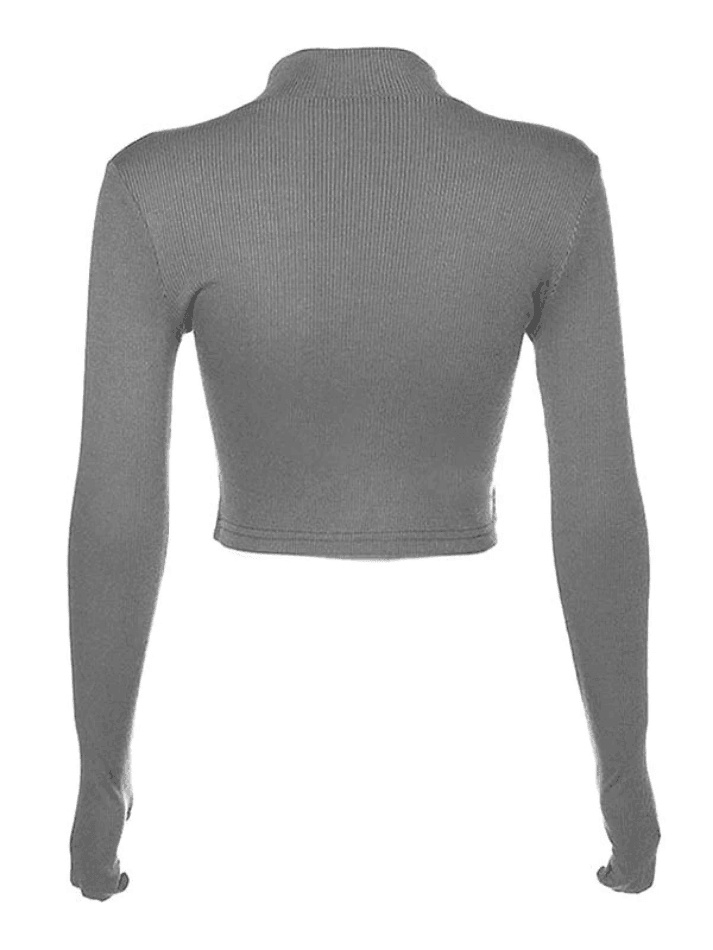 Half Zip Long Sleeve Crop Top - AnotherChill