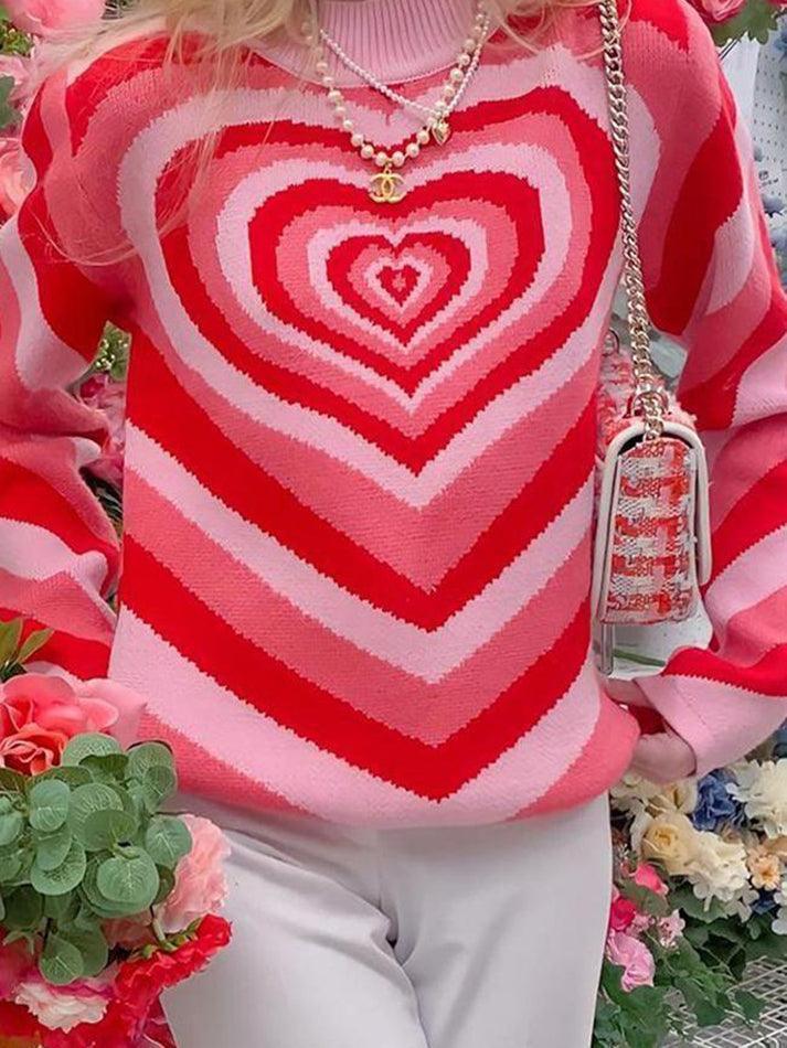 Heart Jacquard Argyle Jumper Sweater - AnotherChill