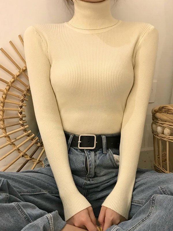 High Neck Jumper Knit Top - AnotherChill