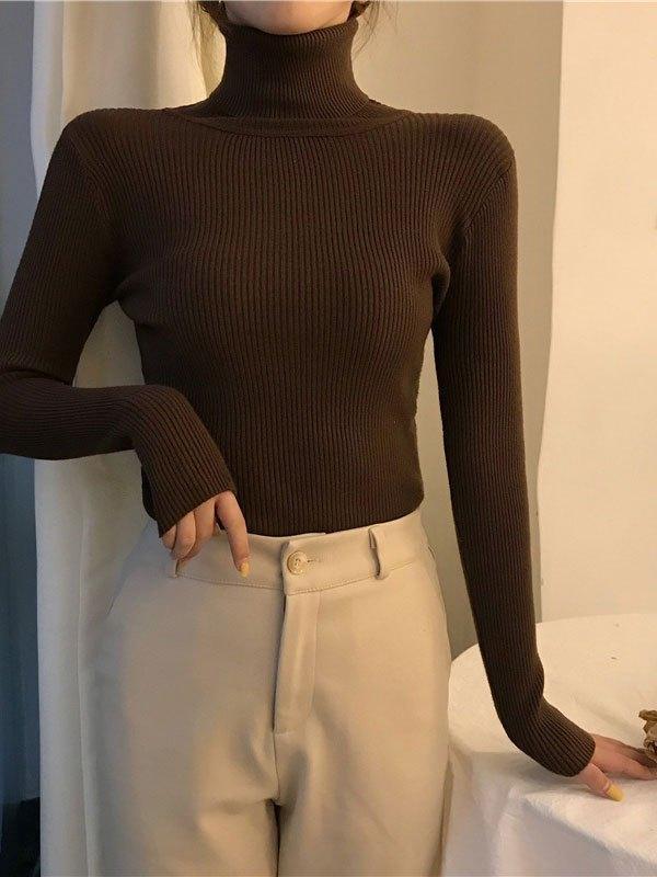 High Neck Jumper Knit Top - AnotherChill